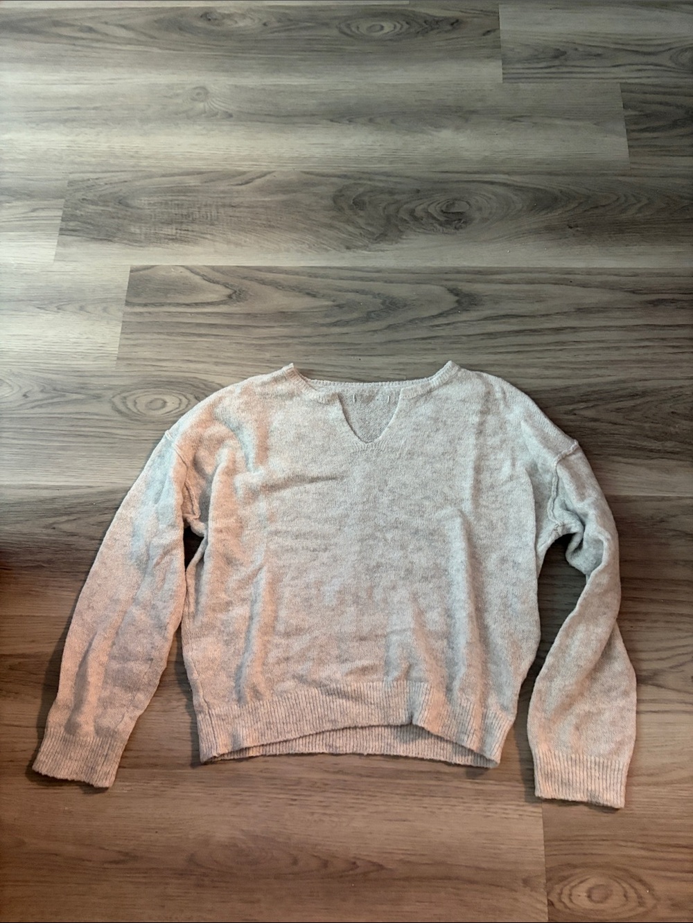 Women's Light Gray V-Neck Sweater